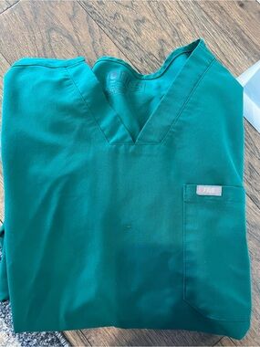 Figs Teal Medical Scrub Top with Logo
